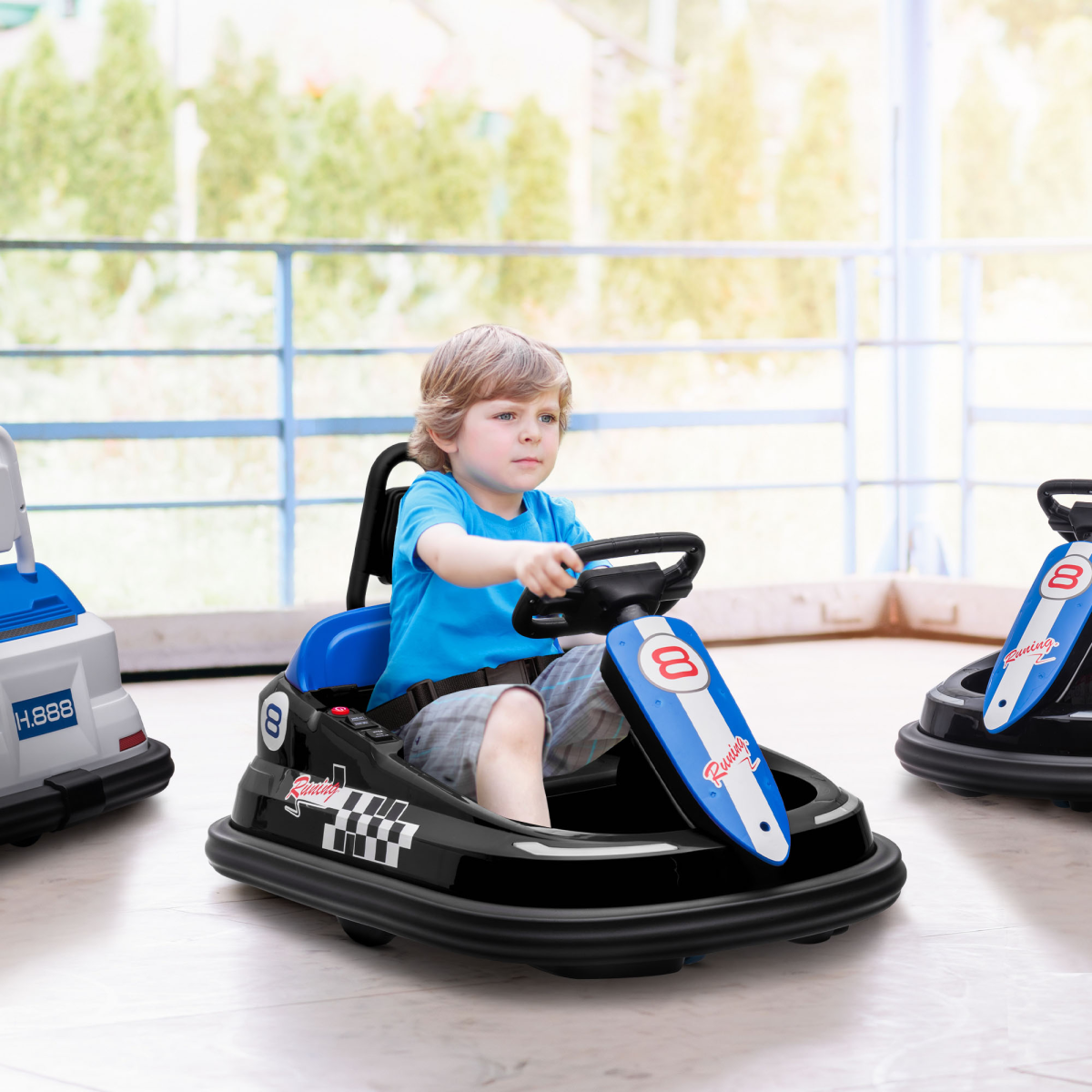 cortex-london-windsor-6v-kids-360-rotation-bumper-car-blue-and-black