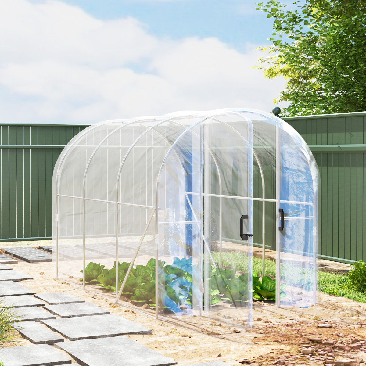 cortex-london-york-3-2-2m-polytunnel-greenhouse-clear-polyethylene-galvanised-steel-frame