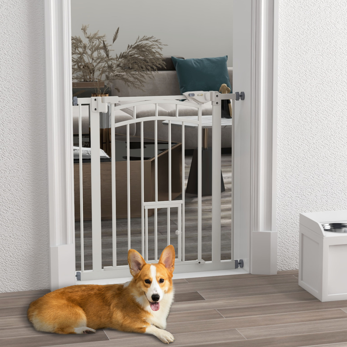 cortex-london-windsor-pressure-fit-dog-gate-cat-door-74-80cm-white