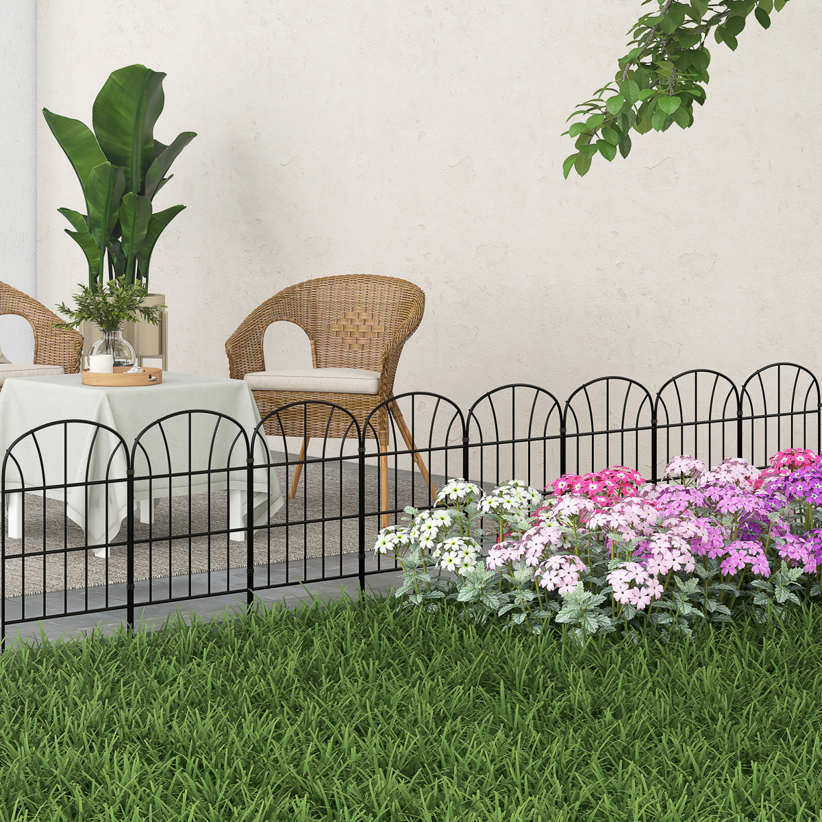cortex-london-windsor-metal-garden-border-edging-fence-8-piece-black
