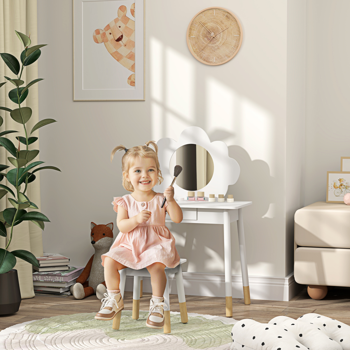 cortex-london-windsor-cloud-kids-dressing-table-and-stool-white-mdf-pvc-mirror-drawer