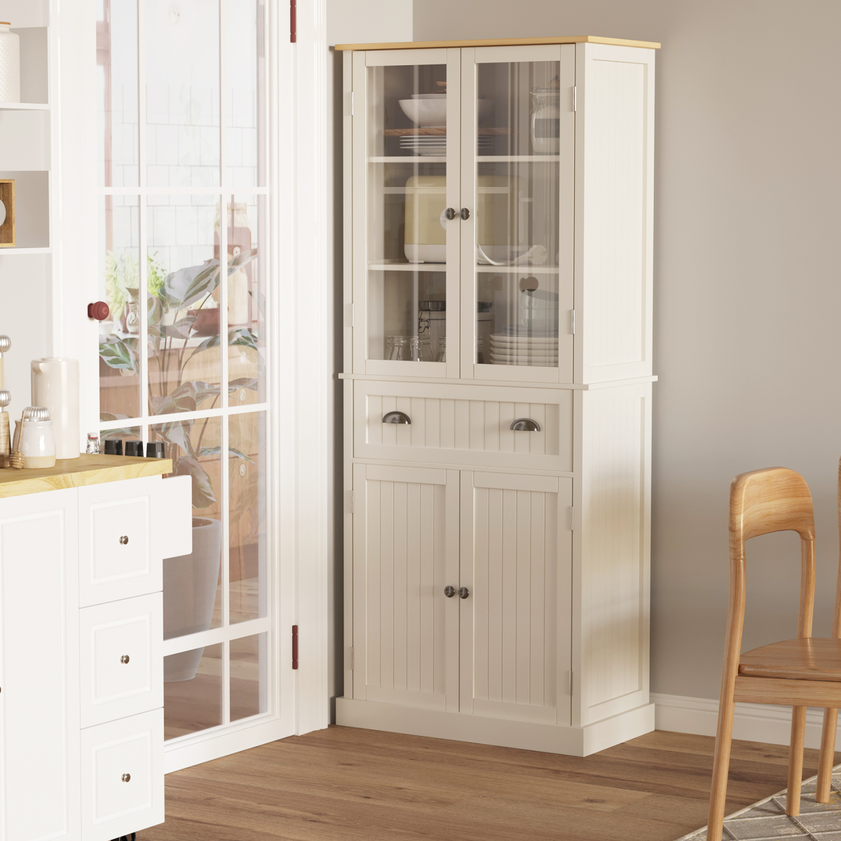 cortex-london-windsor-cream-five-tier-kitchen-storage-cabinet-adjustable-shelves
