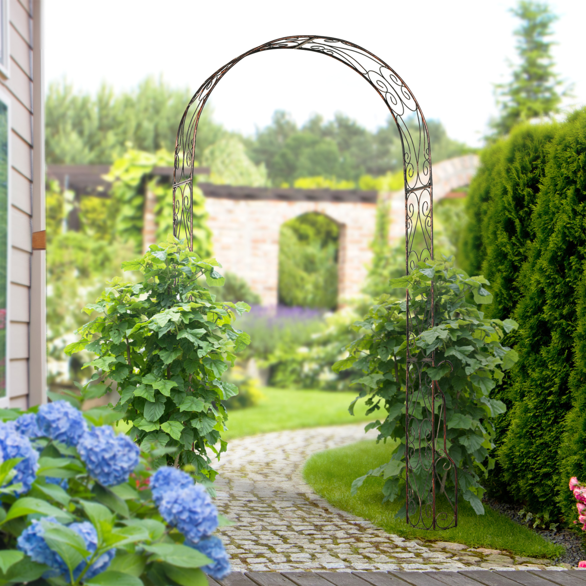 cortex-london-windsor-scroll-garden-arch-226h-cm-metal-frame-black-epoxy