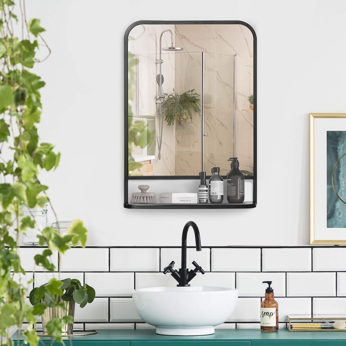 cortex-london-windsor-black-metal-wall-mirror-with-shelf-70x50cm