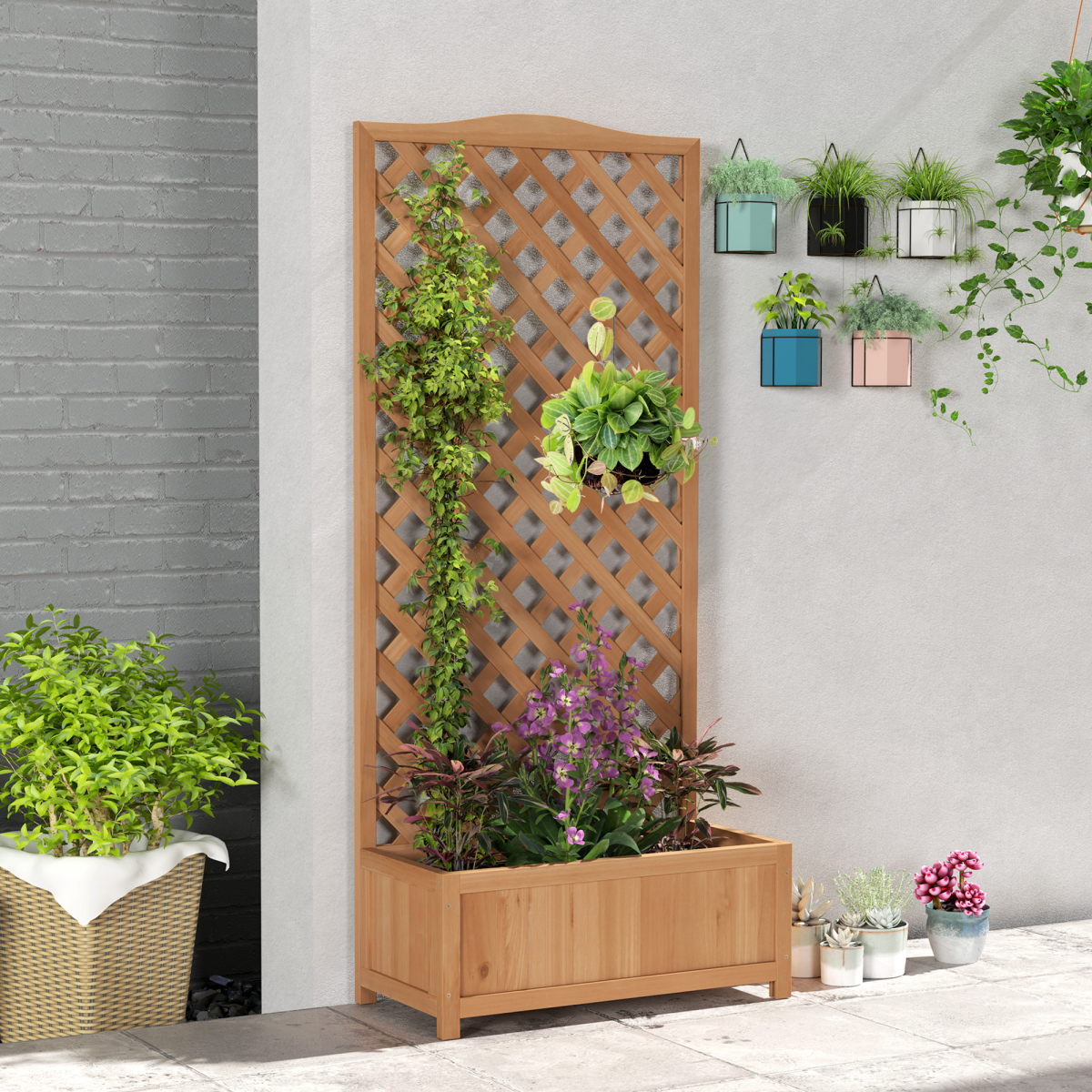 cortex-london-windsor-wooden-garden-planter-box-trellis-brown-76x36x170cm