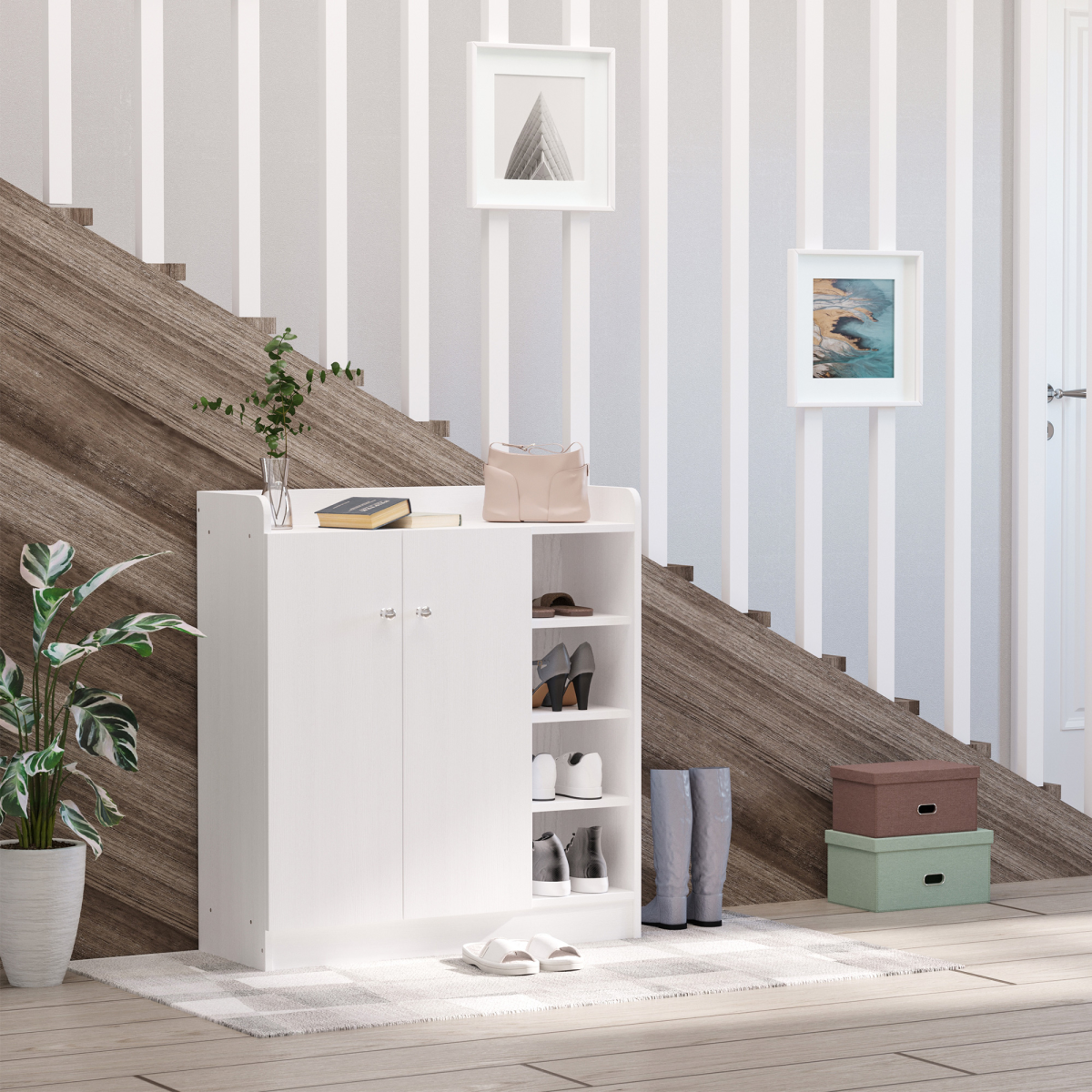 cortex-london-york-white-shoe-storage-cabinet-2-doors-4-shelves