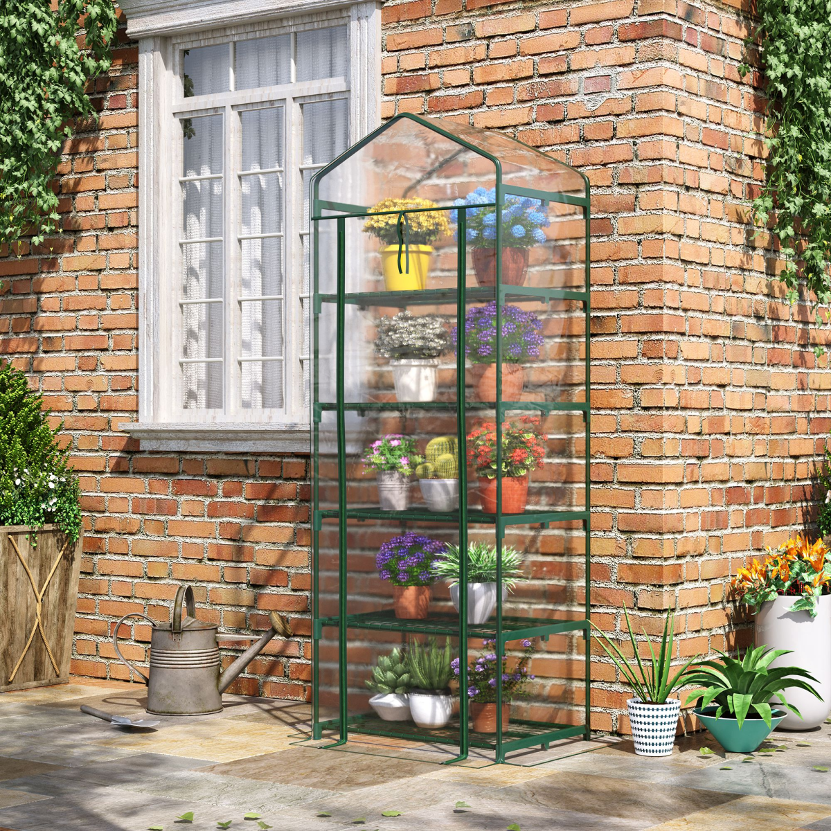 cortex-london-kensington-five-tier-steel-frame-greenhouse-transparent-pvc-cover