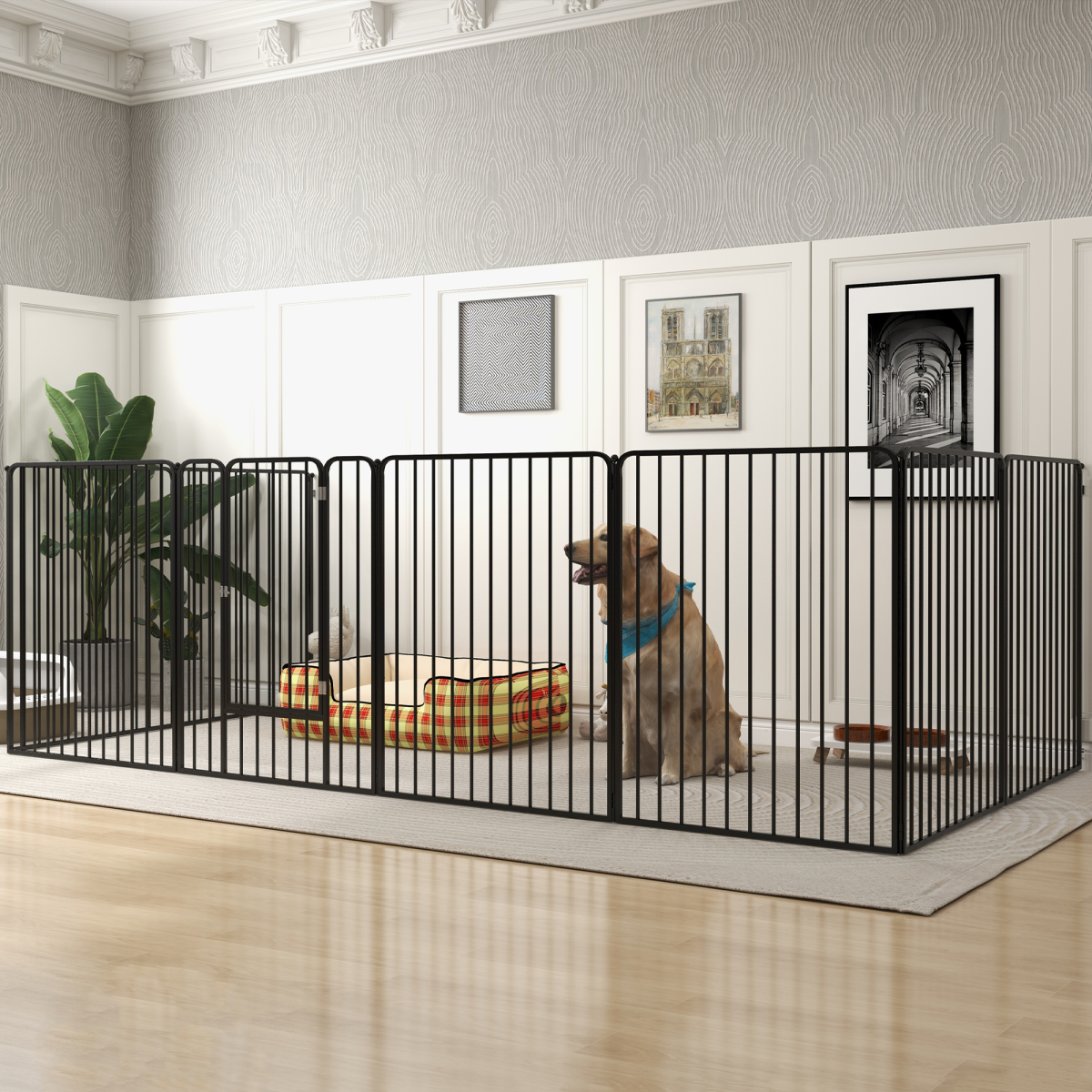cortex-london-windsor-100cm-eight-panel-steel-dog-playpen-black