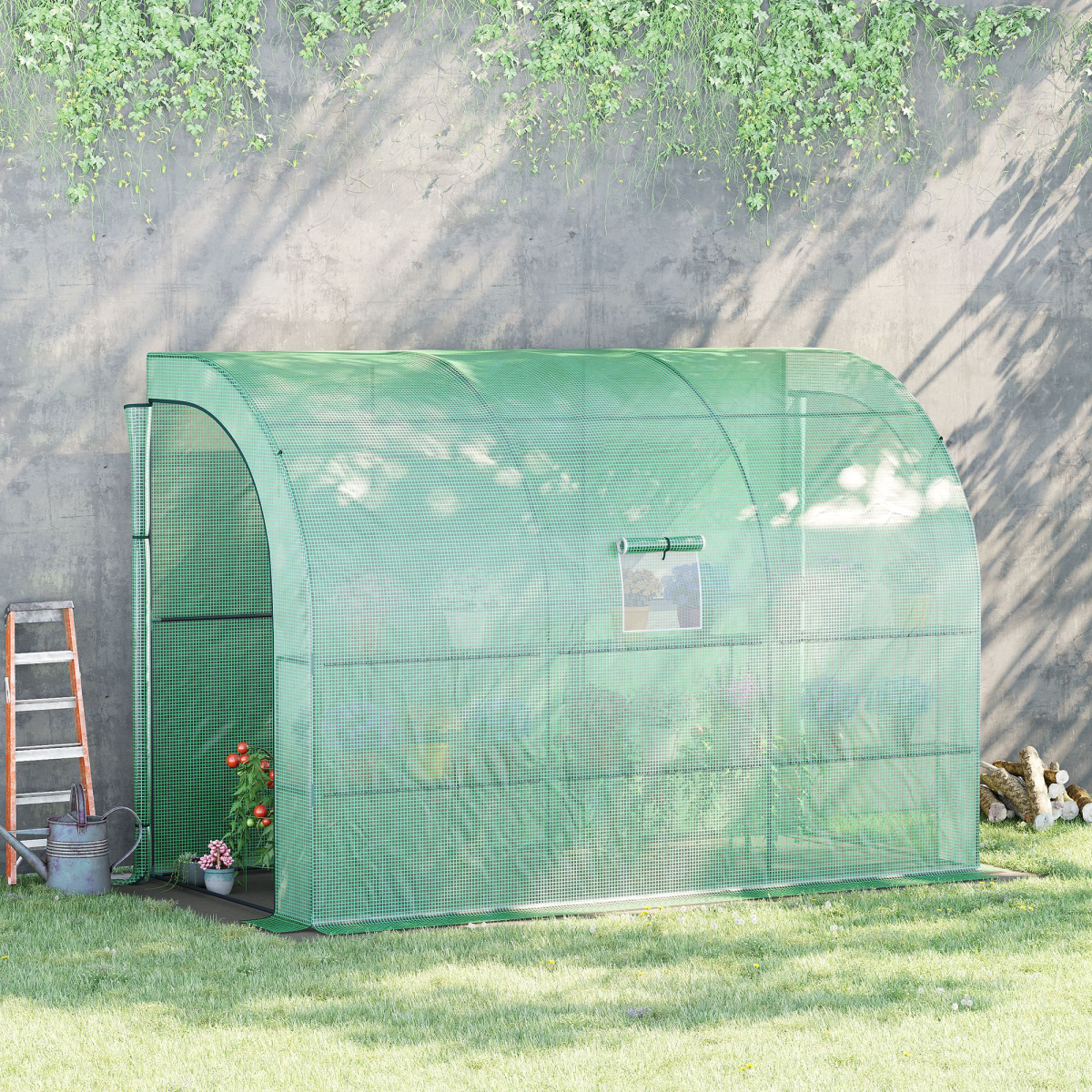 cortex-london-kew-green-walk-in-greenhouse-with-3-tier-shelves-green-300x150x213-cm