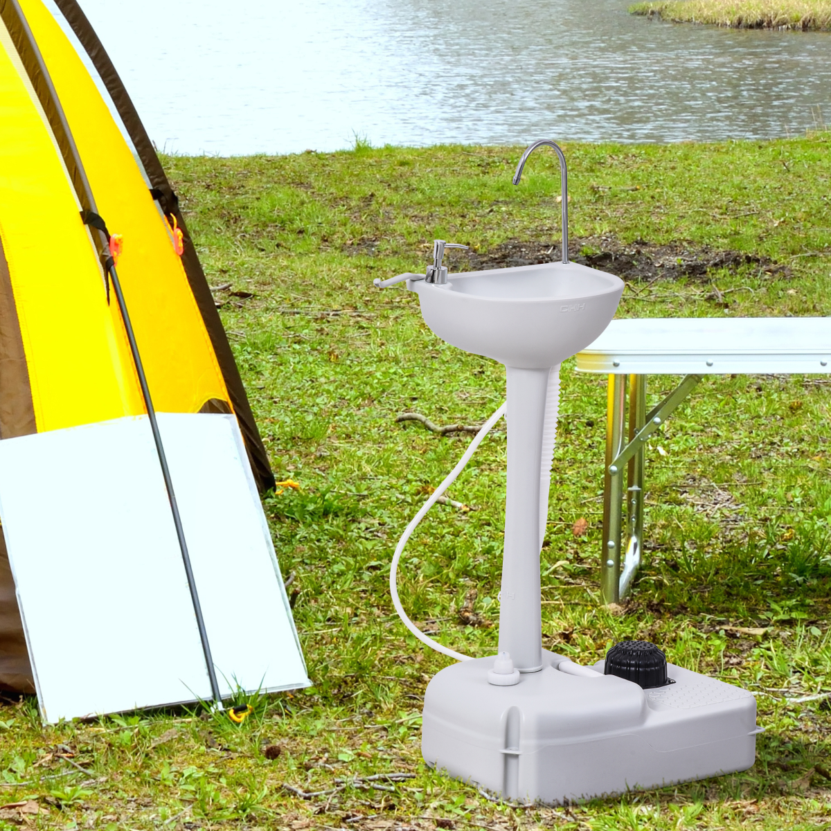 cortex-london-windsor-17l-portable-camping-sink-towel-holder-hdpe-foot-pump