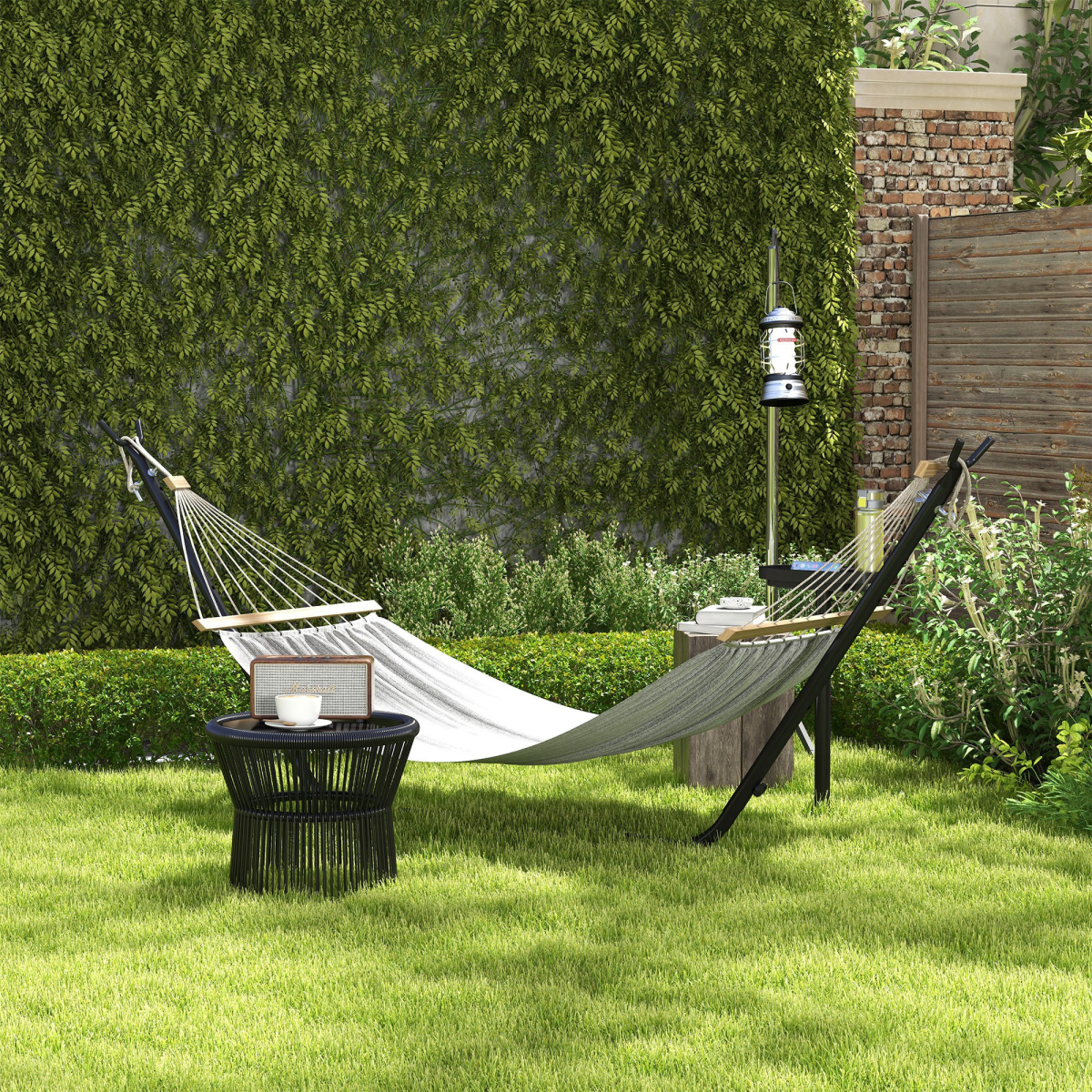cortex-london-outsunny-hammock-stand-side-tray-black-steel-frame-280-cm-150-kg