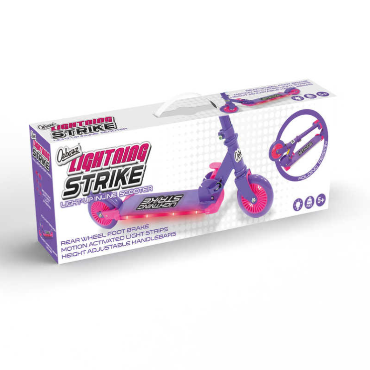 cortex-london-ozbozz-windsor-lightning-strike-kids-folding-scooter-pink-purple
