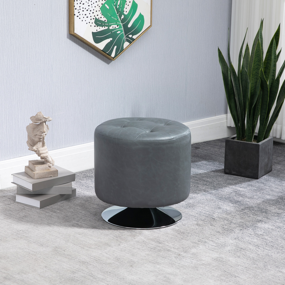 cortex-london-kensington-grey-360-swivel-pu-foot-stool-ottoman