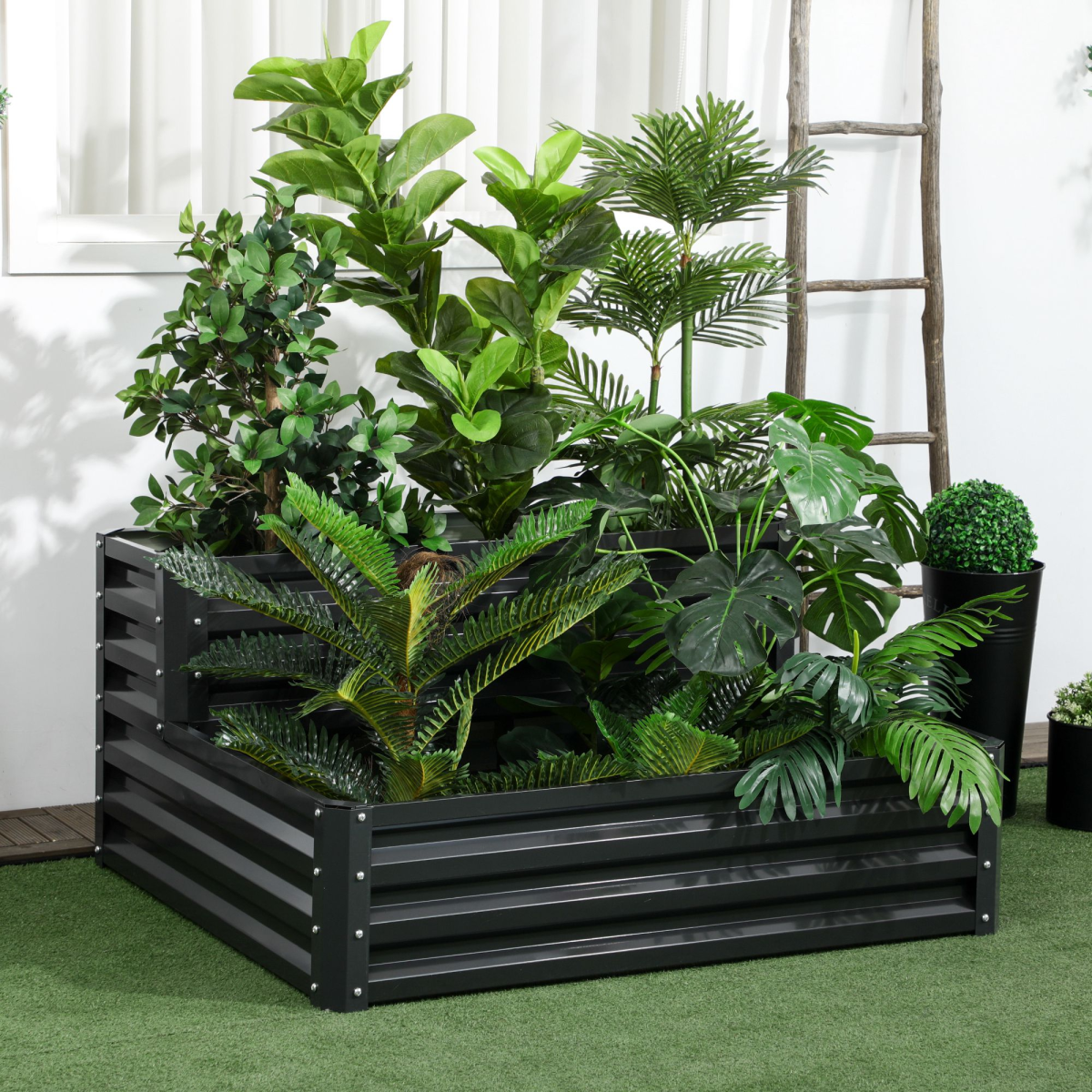cortex-london-york-two-tier-galvanised-raised-garden-planter-dark-grey
