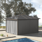 3 x 3m Gazebo Replacement Sidewall Set with 4 Panels, Hooks/C-Rings  Light Grey