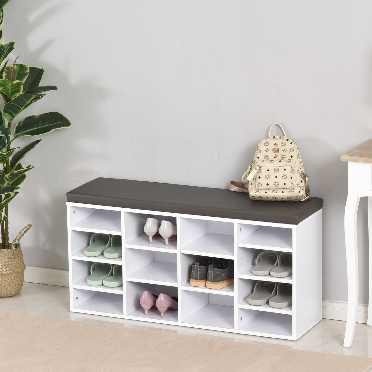 cortex-london-windsor-pu-leather-14-compartment-shoe-storage-bench-brown-white