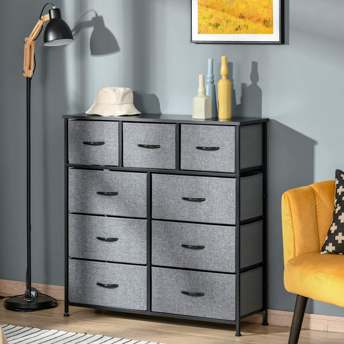 cortex-london-windsor-nine-drawer-storage-chest-black-grey