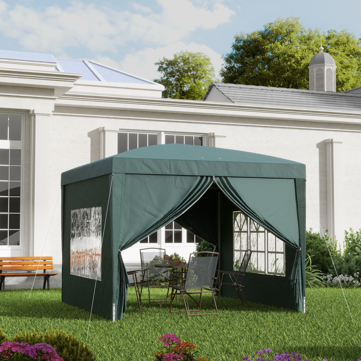 cortex-london-windsor-green-pop-up-gazebo-3m-x-3m-weather-resistant-canopy