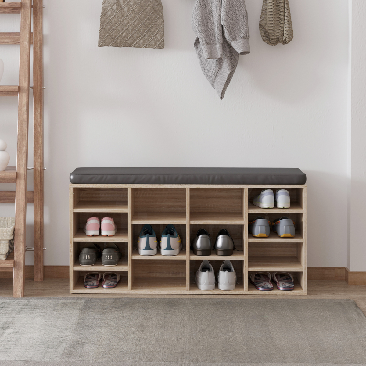 cortex-london-york-multistorage-brown-shoe-rack-with-cushion-and-14-compartments