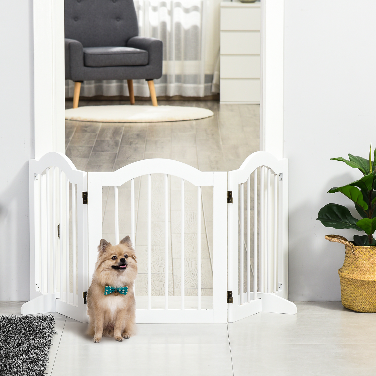 cortex-london-windsor-three-panel-freestanding-dog-gate-solid-wood-black-finish-support-feet