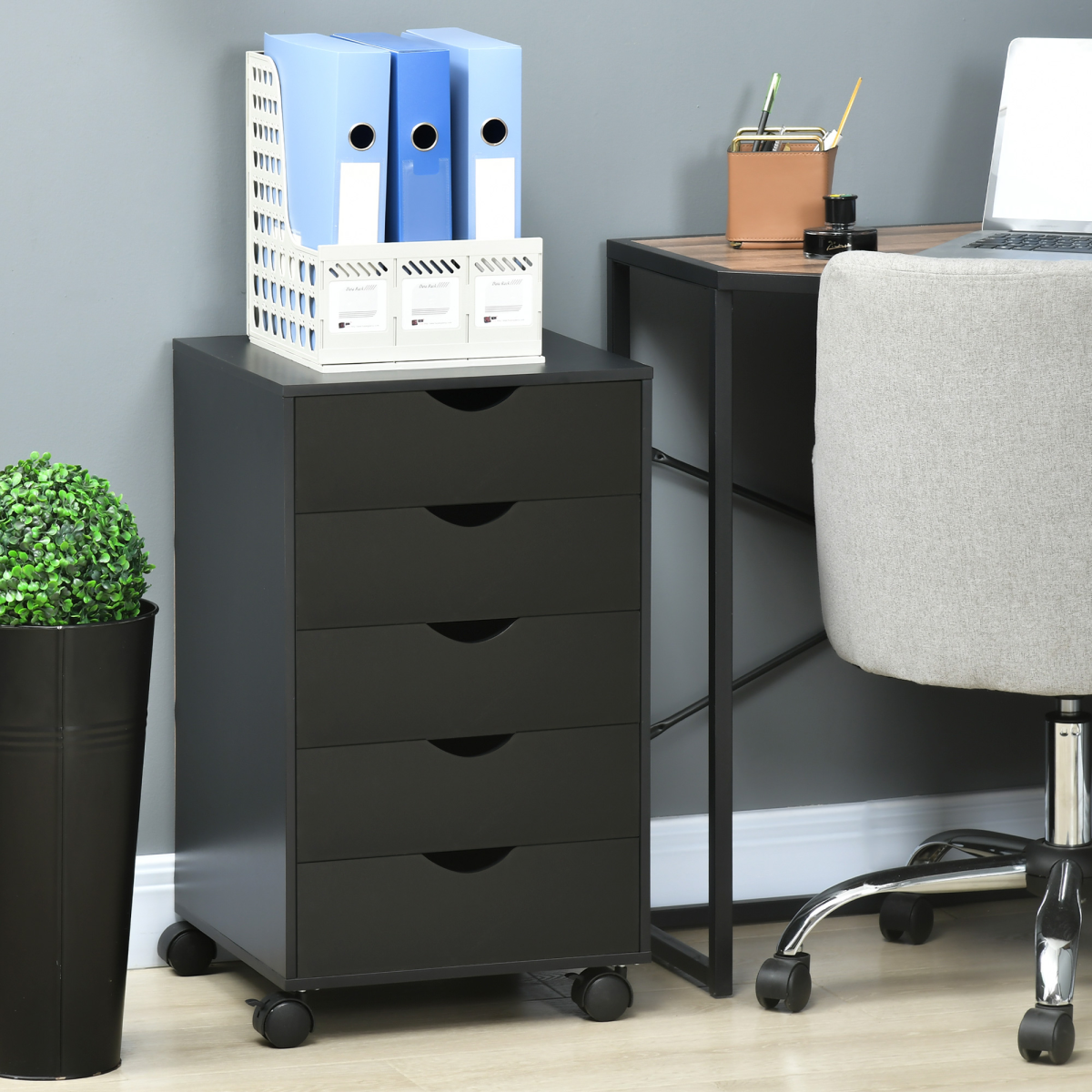 cortex-london-windsor-five-drawer-mobile-filing-cabinet-black