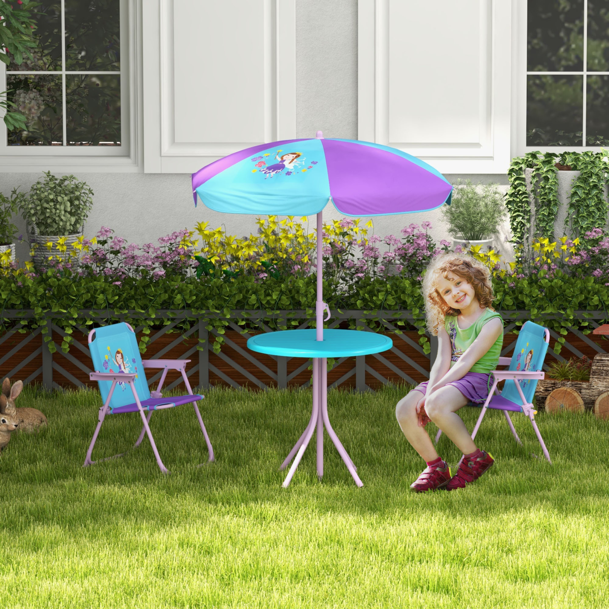 cortex-london-windsor-fairy-kids-bistro-table-chair-set-with-adjustable-parasol-blue-purple