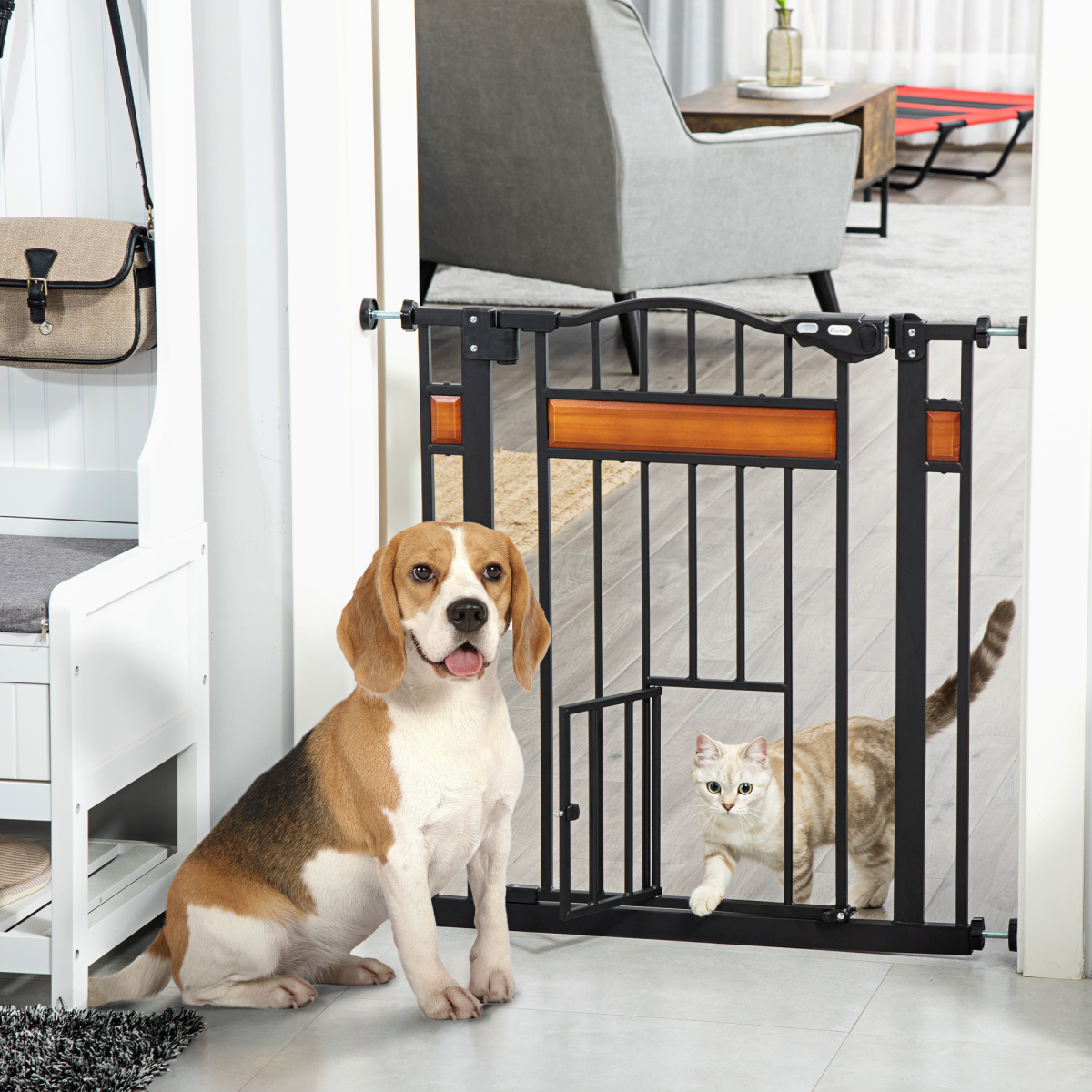 cortex-london-windsor-auto-close-pet-safety-gate-cat-door-pine-decor-74-80cm-pawhut