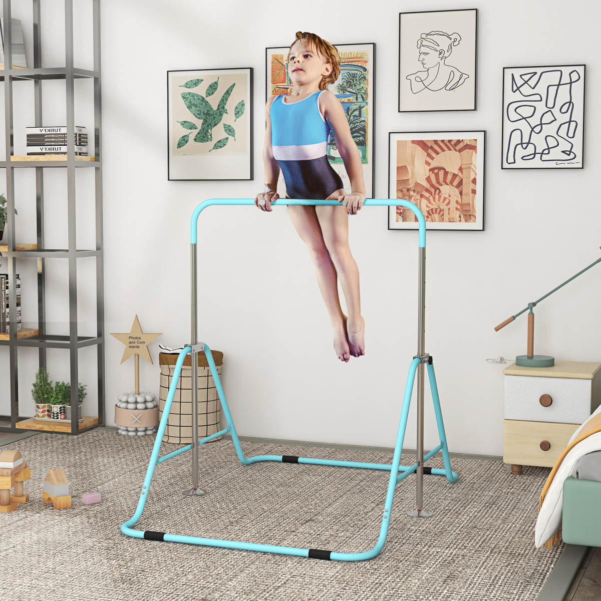 cortex-london-windsor-green-adjustable-kids-gymnastic-bar-steel