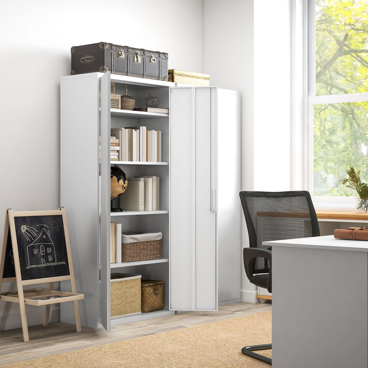 cortex-london-windsor-white-steel-storage-cabinet-five-adjustable-shelves