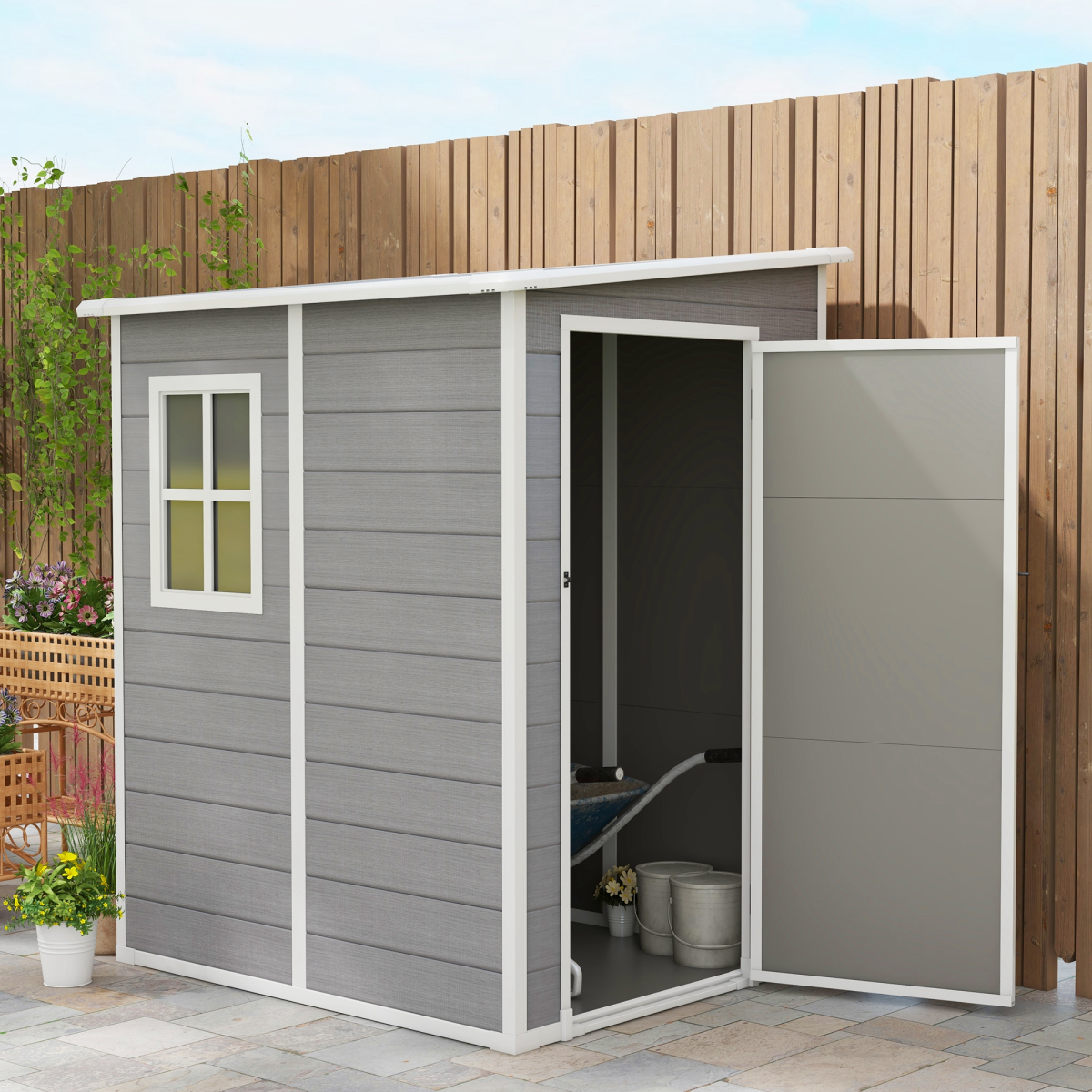 cortex-london-york-outsunny-4x5-lean-to-plastic-tool-shed-grey