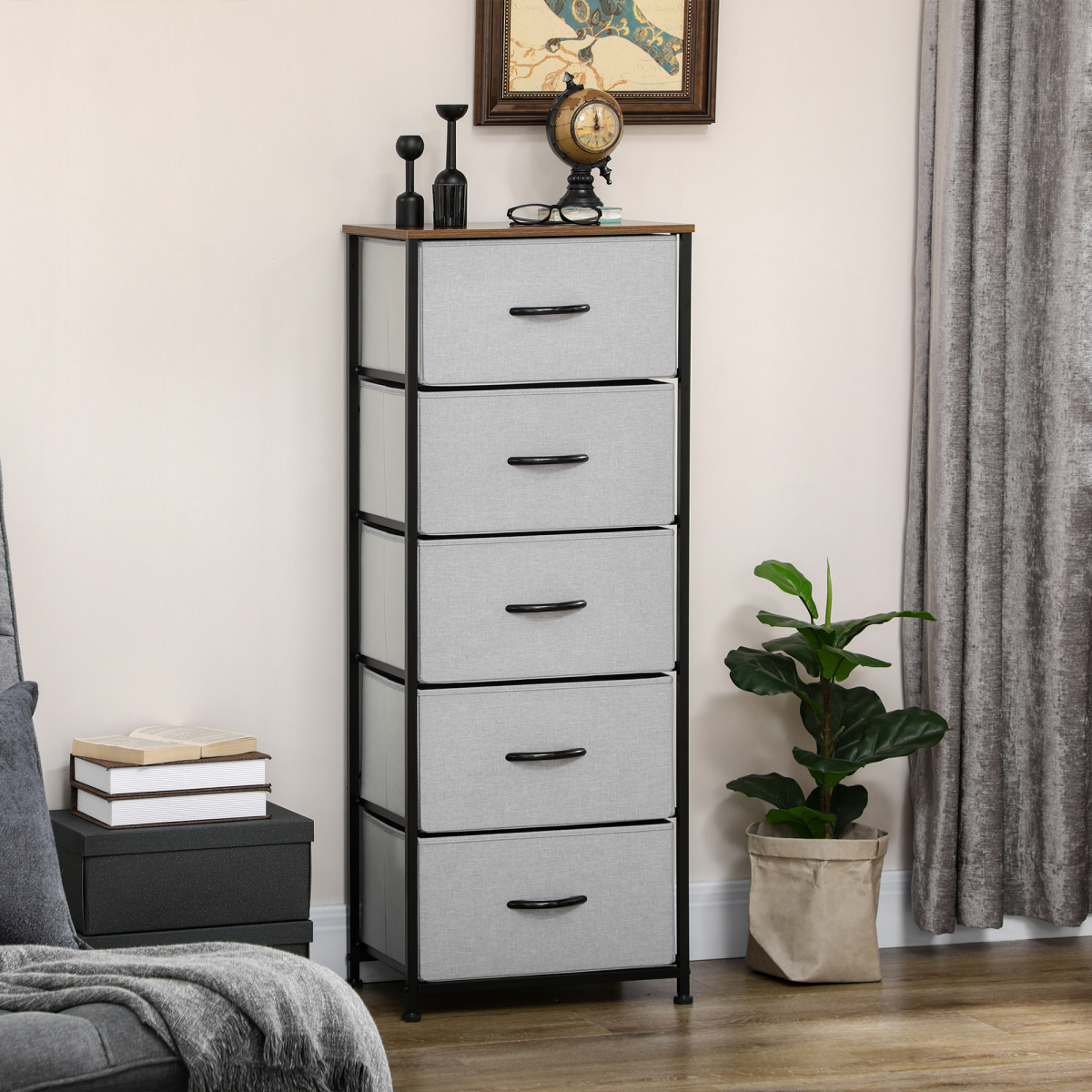 cortex-london-york-five-drawer-fabric-chest-of-drawers-grey