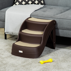 Portable Dog Steps Non-slip Pet Stairs 3-Step Design for High Beds Sofas, Brown