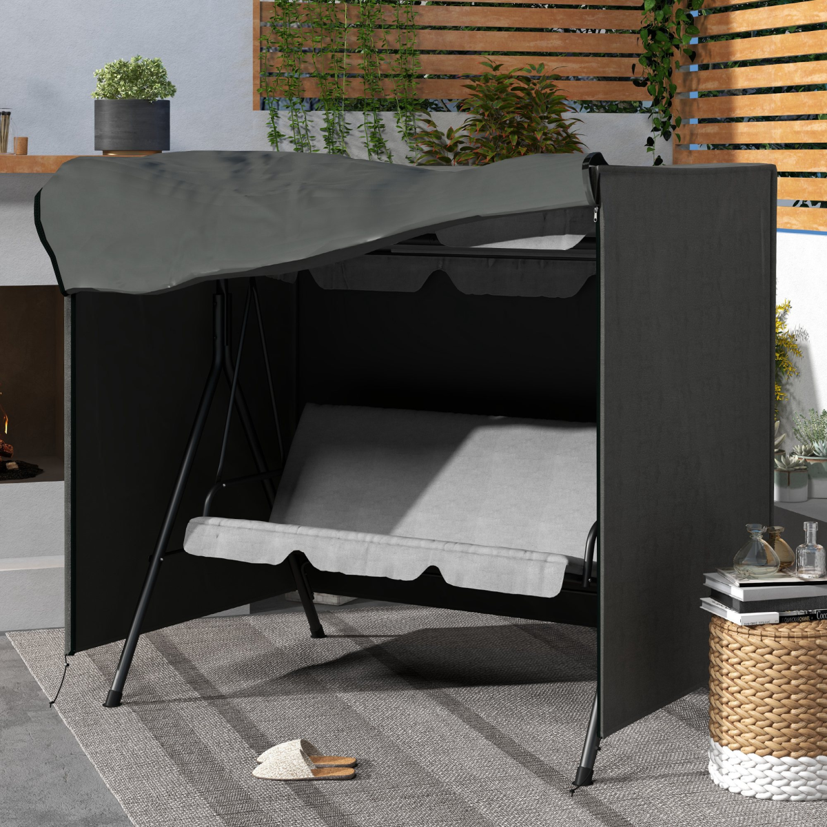 cortex-london-windsor-garden-swing-chair-cover-dark-grey-outsunny-oxford-fabric