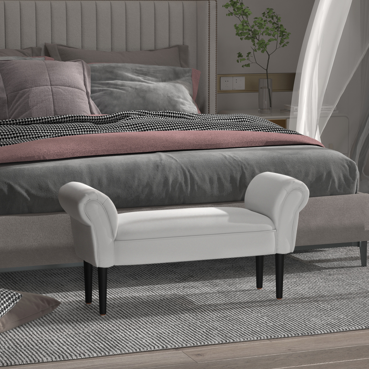 cortex-london-kensington-flannelette-padded-end-bench-wood-legs-scrolled-ends