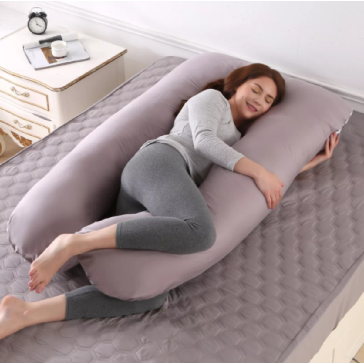 cortex-london-windsor-u-shaped-pregnancy-support-pillow-grey