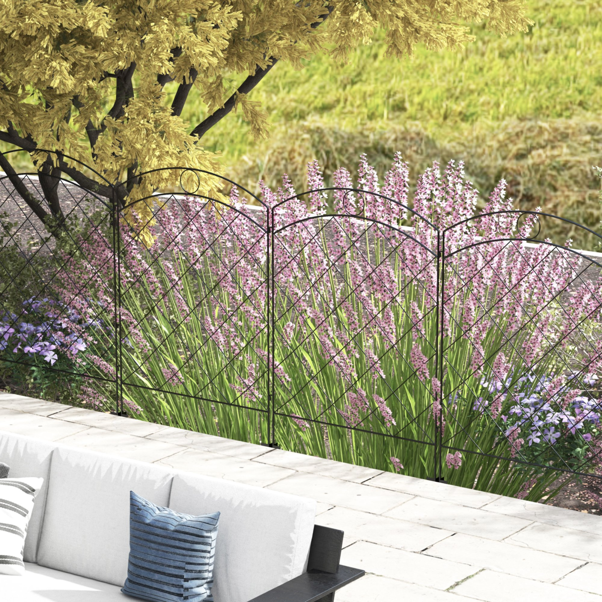 cortex-london-windsor-steel-garden-border-edging-fence-4-piece-black