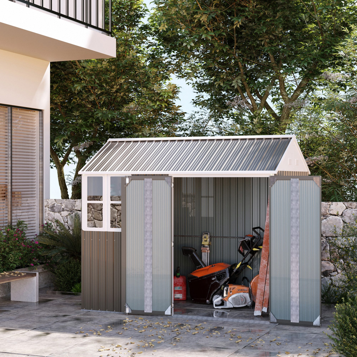 cortex-london-windsor-galvanised-steel-garden-storage-shed-8x6ft-grey