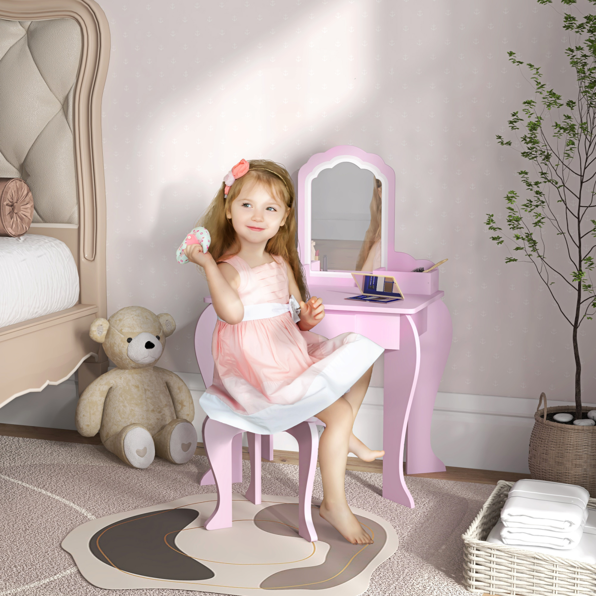 cortex-london-windsor-cloud-kids-dressing-table-pink-mirror-stool-drawer-storage
