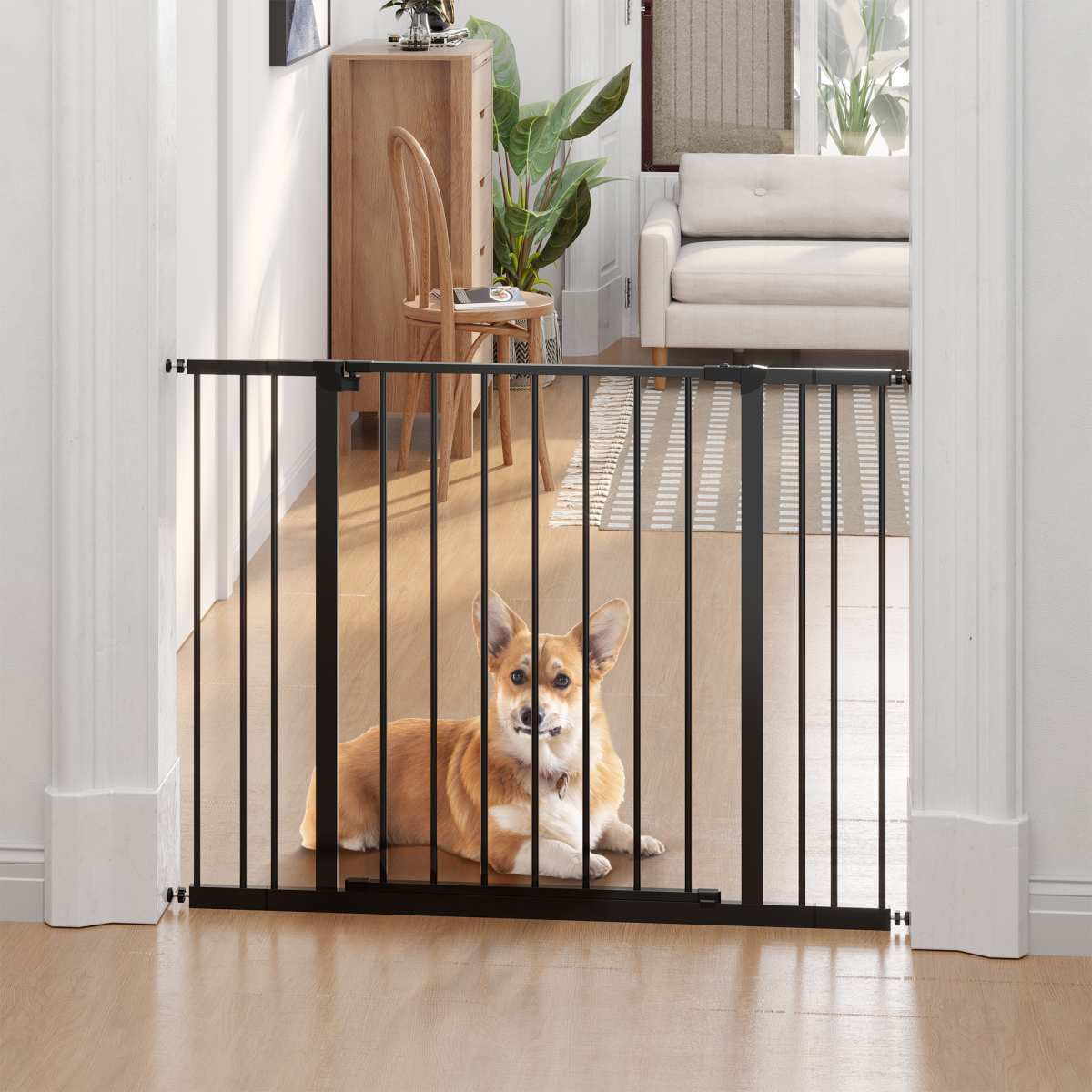 cortex-london-windsor-pressure-fit-dog-gate-pet-barrier-black-76-107cm