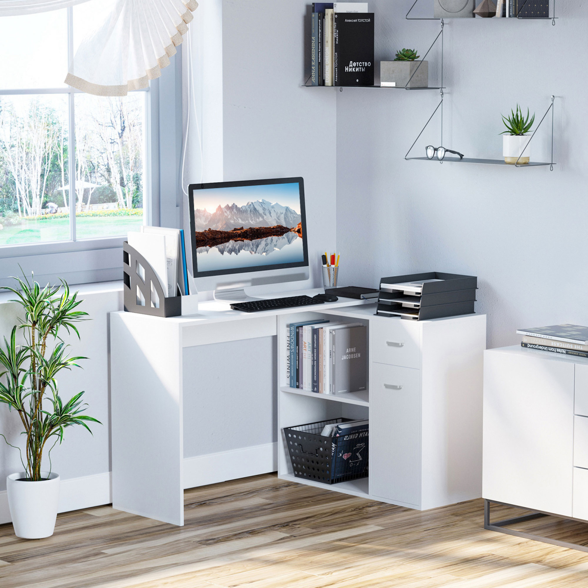 cortex-london-windsor-360-rotating-l-shaped-computer-desk-white