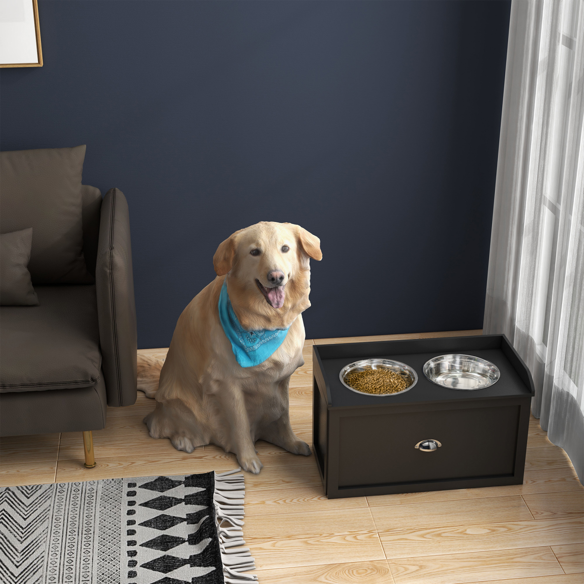 cortex-london-windsor-raised-dog-bowl-storage-station-21l-drawer-large-dogs