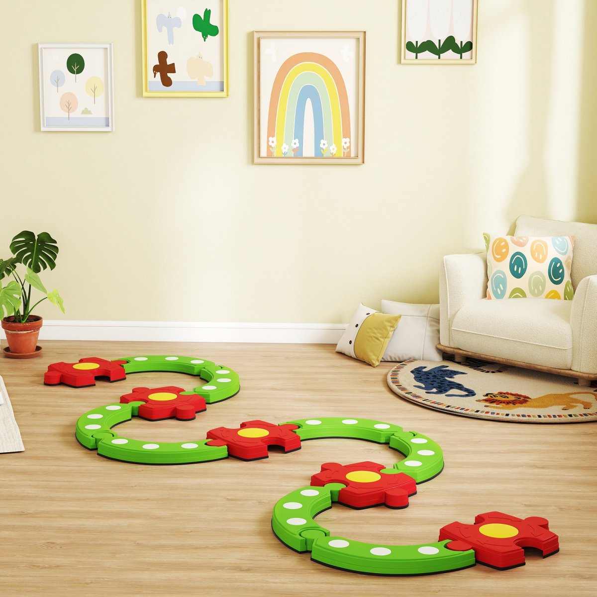 cortex-london-windsor-kids-balance-beam-stepping-stones-green-red