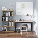 Computer Desk W/ Black Metal Frame MDF, 120W x 60D x 76Hcm-Oak Grain Tone