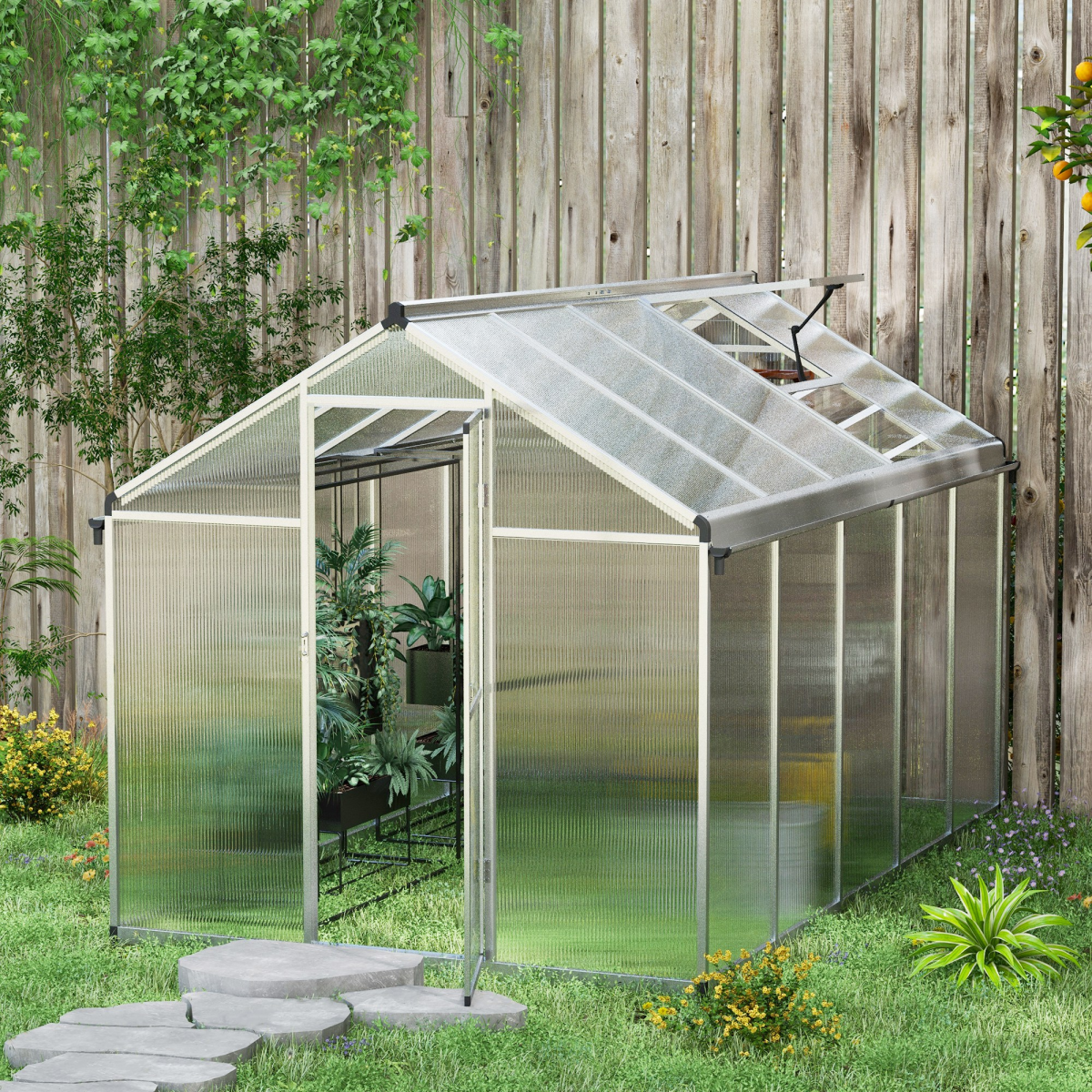cortex-london-york-aluminium-greenhouse-10x6ft-with-door-window