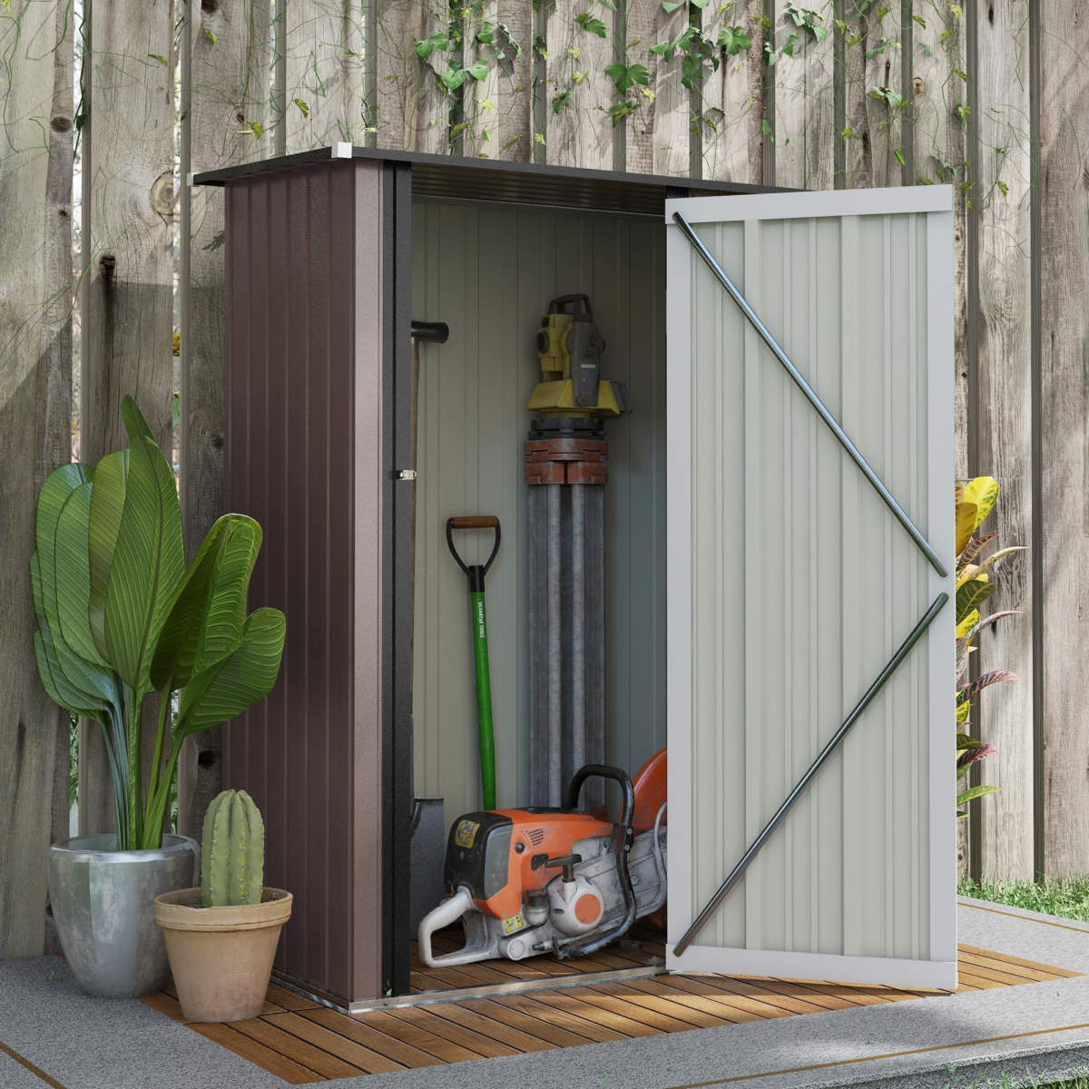 cortex-london-windsor-lockable-steel-garden-storage-shed-brown