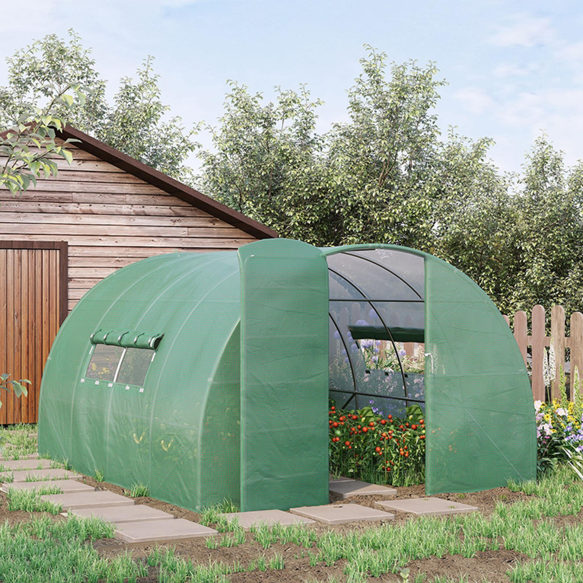 cortex-london-windsor-4-x-3m-walk-in-garden-polytunnel-greenhouse-galvanised-steel-door