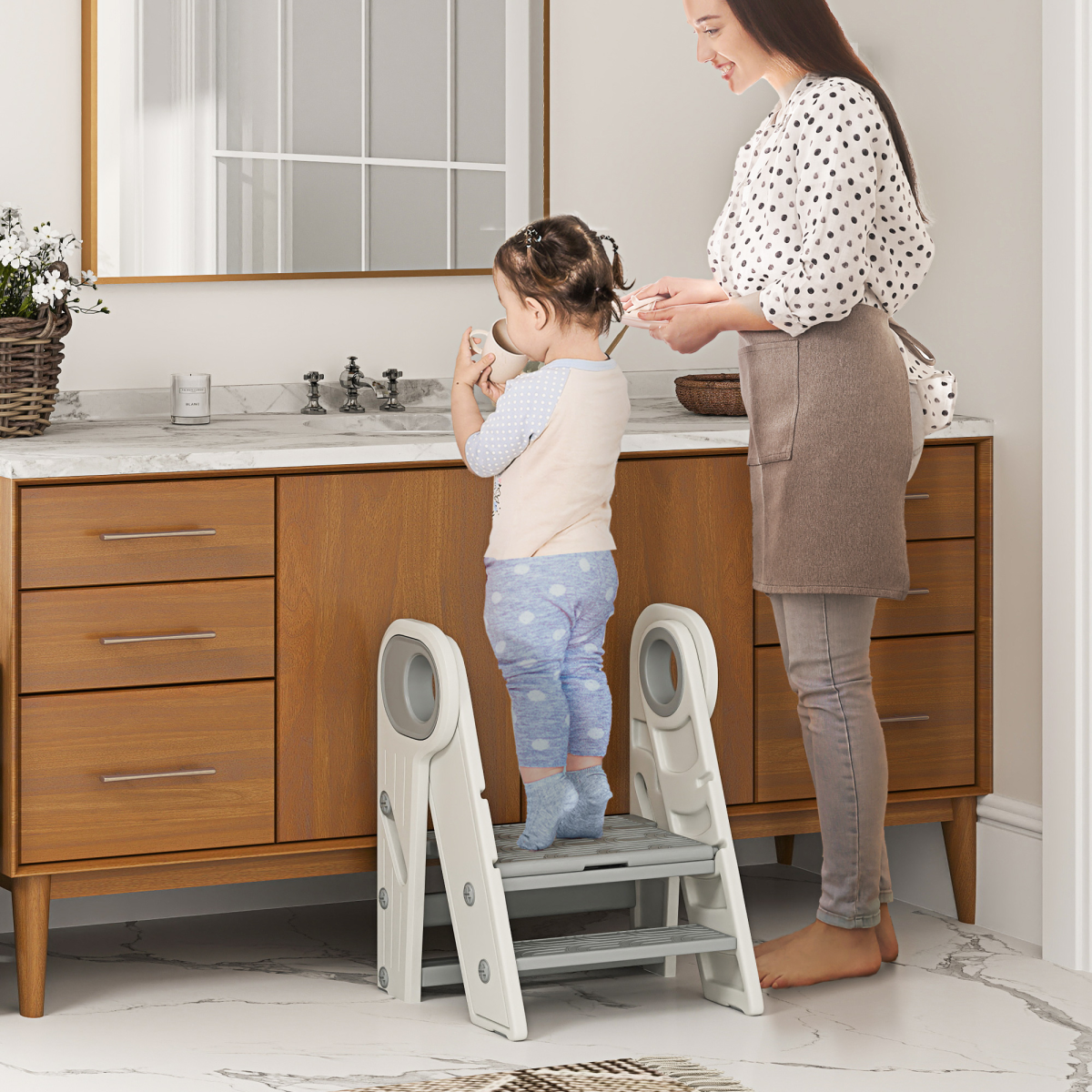 cortex-london-windsor-foldable-adjustable-toddler-step-stool-grey-and-white