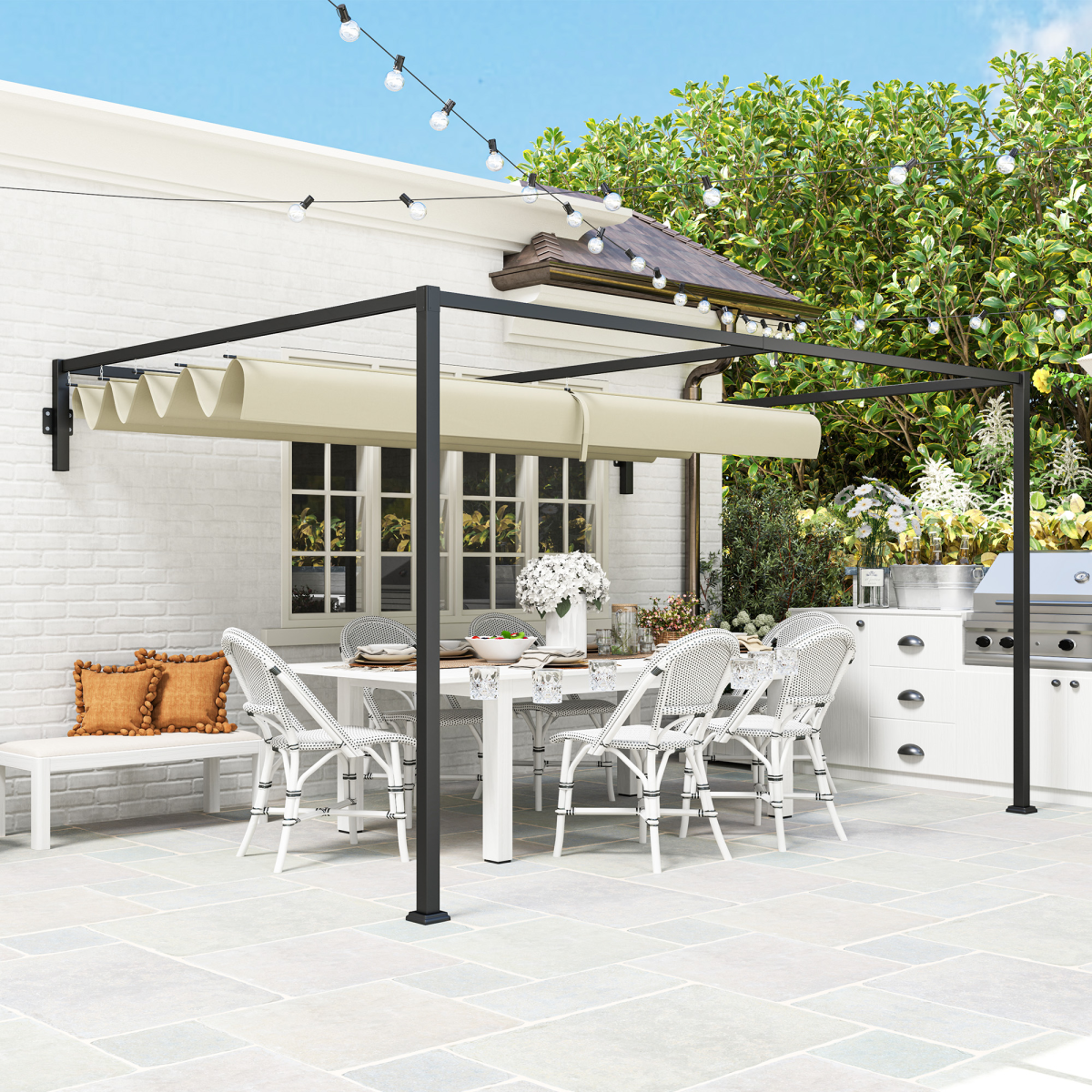 cortex-london-windsor-3-4m-wall-mounted-pergola-retractable-roof-khaki
