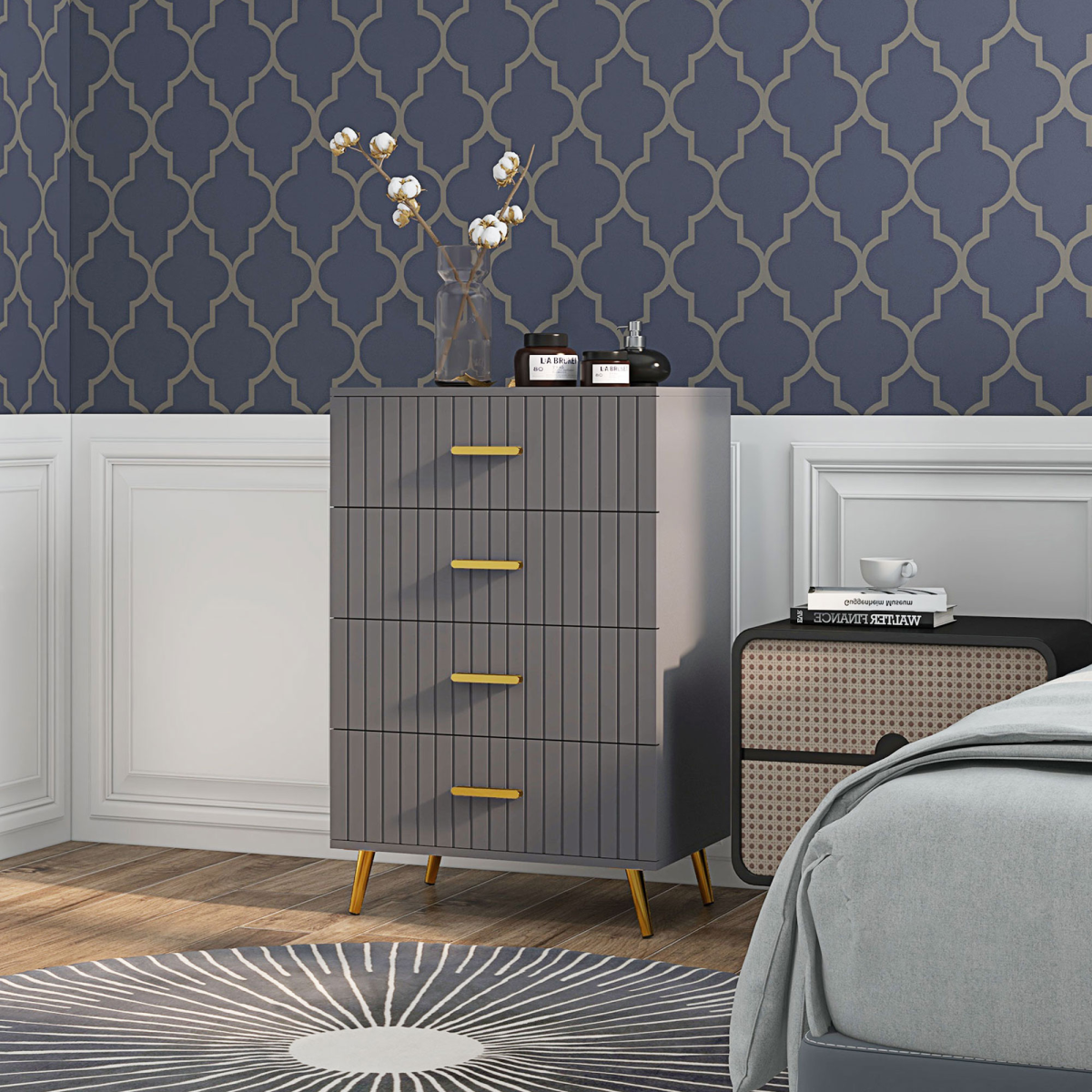 cortex-london-windsor-dark-grey-four-drawer-chest-aluminium-legs