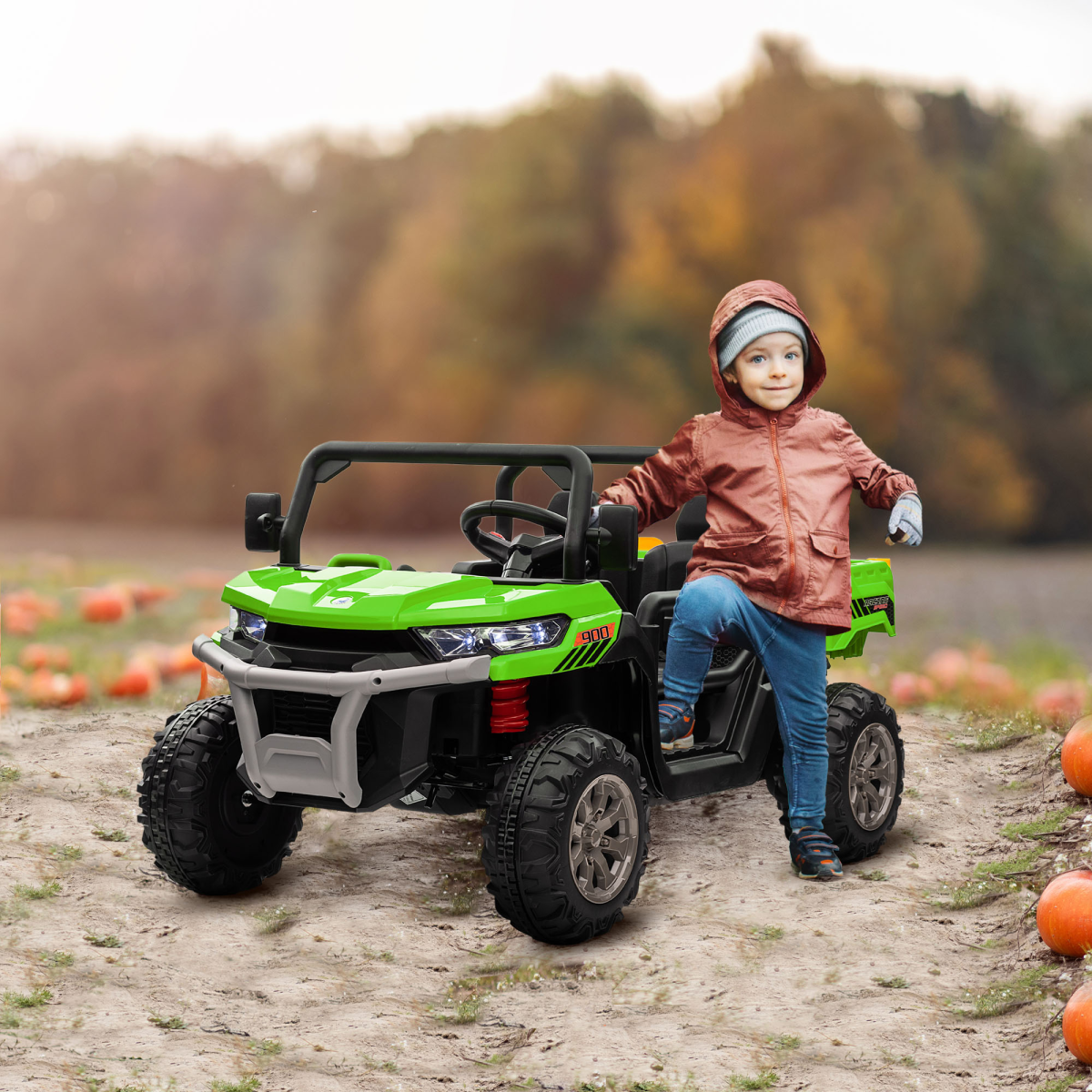 cortex-london-windsor-12v-two-seater-kids-ride-on-truck-green